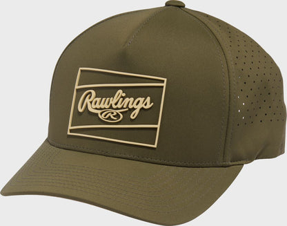 Rawlings Dark Green Laser Performance Patch Snapback Hat