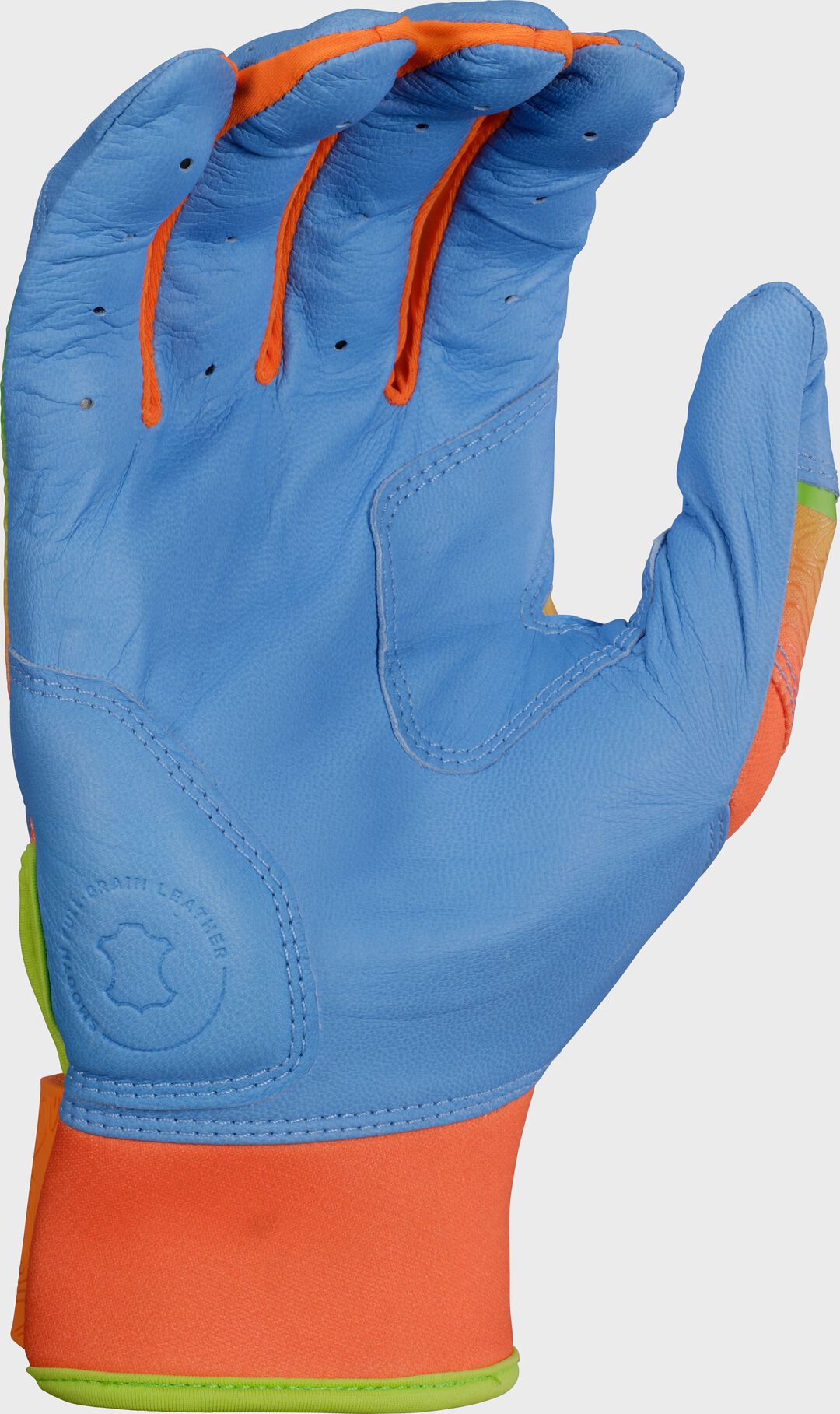 Rawlings Workhorse Columbia Blue/Orange Youth Fun Burst Batting Gloves