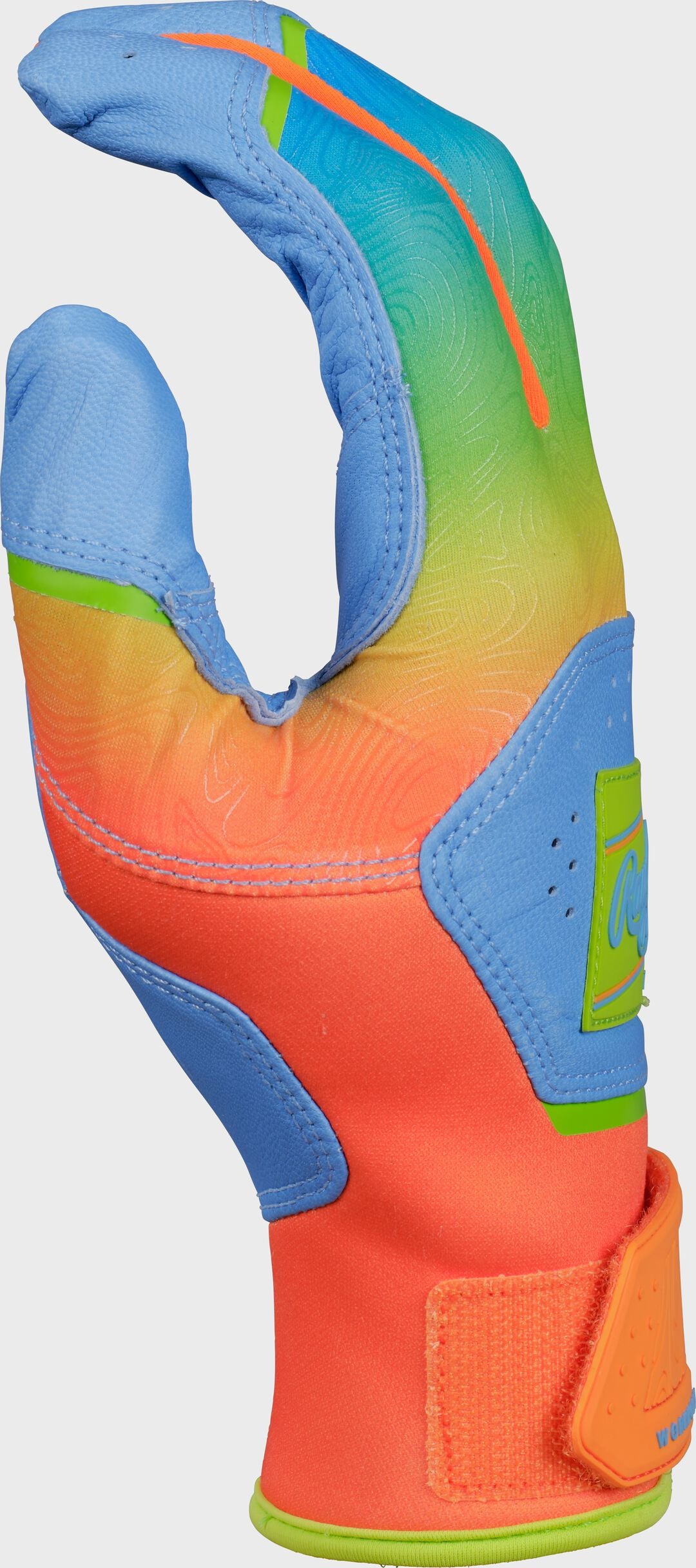 Rawlings Workhorse Columbia Blue/Orange Youth Fun Burst Batting Gloves