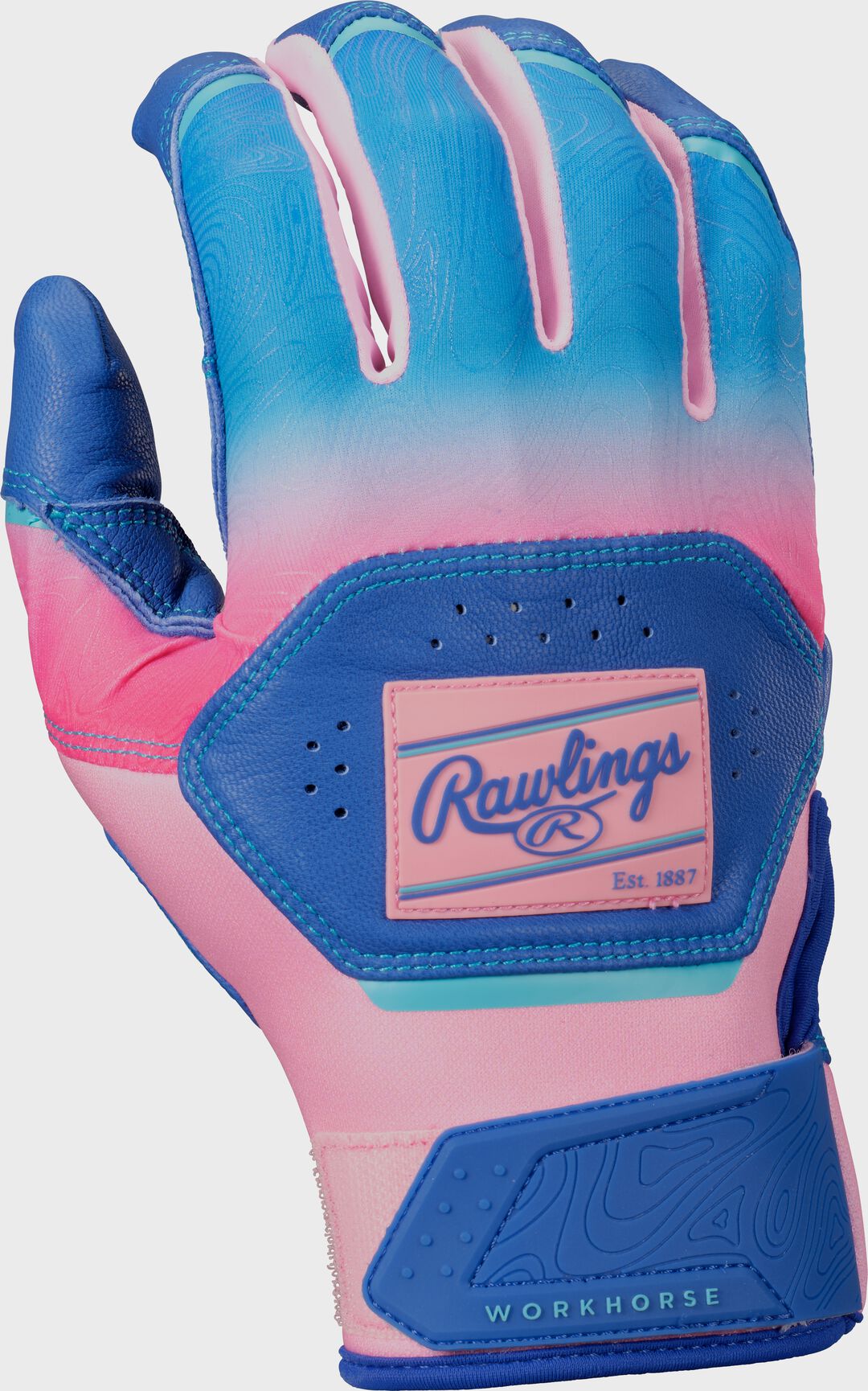 Rawlings Workhorse Royal/Pink Youth Fun Burst Batting Gloves